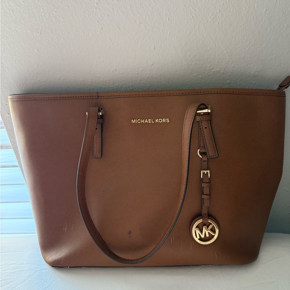 Michael Kors Chocolate Brown Leather Tote with MK Charm - Picture 8 of 14